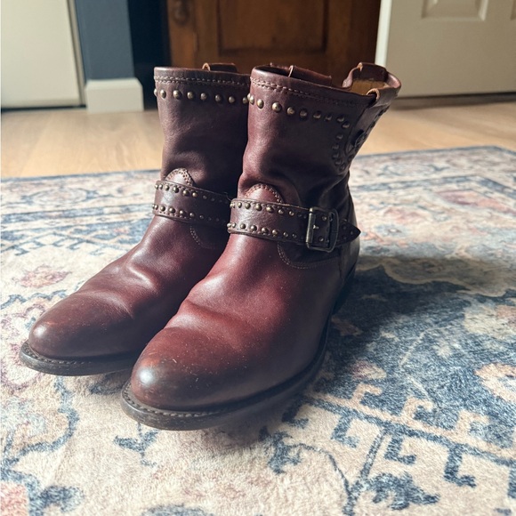 Frye Brown Studded Short Boots - Picture 2 of 6